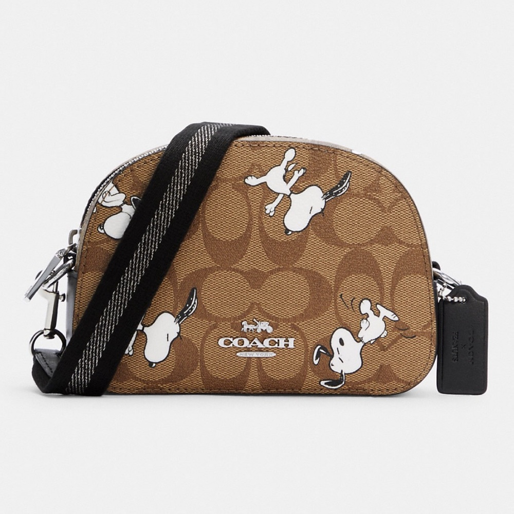 Nwt! Coach Peanuts Mini Serena Crossbody Signature with Snoopy Print